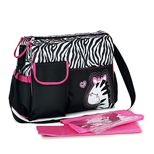 KAMAY'S Large Waterproof Mummy Shoulder Bag Diaper Bag Chic Nappy Changing Bag (Cute Zebra)