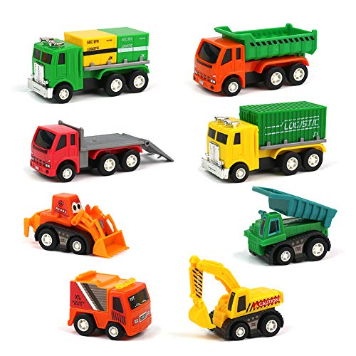 Juguetes Coches 3 Años - Vehículos Mini Coches Pull Up Push Friction Construction Trucks 8 Piezas para Niños Niñas Juguetes de Regalo Conjunto