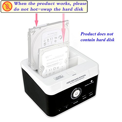 WANLONGXIN WLX-895U3SC-DE USB 2.0 auf SATA Dual-Steckplätze Externe Festplattenlaufwerk-Dockingstation mit Offline-Klon-Funktion und Kartenleser, für 2.5 3.5 Zoll HDD SSD SATA I / II / III Bis zu 2 x 8TB - 6