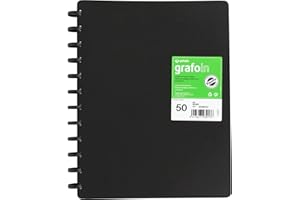 Grafoplas - Carpeta de Fundas Extraibles Grafo In, 50 Forros Transparentes, Tamaño A4, Tapas Rígidas, Mecanismo de Discos, Intercala y Sustituye Fundas Rápidamente, Perfecta para Oficina