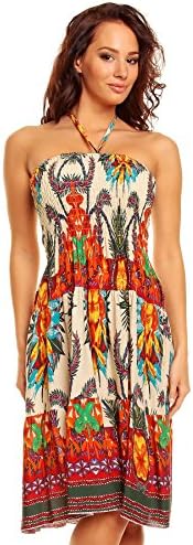 Ladies Floral Pattern Print Summer Beach Holiday Midi Knee Day Dress Burgundy Cream Spikes UK 8 10