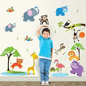 Sticker Studio Animals Wall Sticker (PVC Vinyl,Size -96 cm X 81 cm)