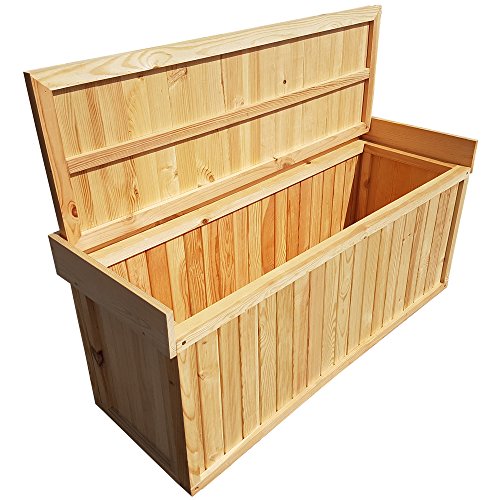 proheim Auflagen-Box mit Sitz aus 100% FSC Holz stabile Universal-Box Kissen-Box Sitzbank, Farbe:Natur, Größe:122 x 41 x 56 cm - 3