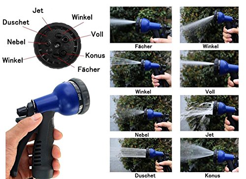 Kitclan Flexibler Gartenschlauch ( Verbesserter ), Wasserschlauch Dehnbar bis 30m mit Multifunktion Düse 8 Arten Brause für Bewässerung Gartenarbeit Autowäsche Reinigung - 2