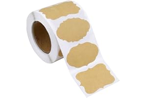 DISINO 500 pezzi Etichette da Cucina Kraft, 1.98 x 1.18 Pollici Rimovibili Etichette di Carta Kraft Etichette Vuote,6 Forme Etichette Natale Adesive per Alimenti, Decorazioni, Bottiglie, Barattoli, regali