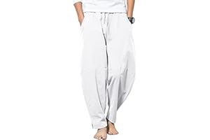 YAOBAOLE Pantalon Homme Lin Et Coton Pantalon Toile Été Pantalon Detente Yoga Léger Regular Taille Elastique