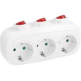 Thief Sockets with Independent Switch, Multiple Plug 3 Outlets 3680W, Wall Sockets, Vertical Three-Phase Plug, Triple Socket
