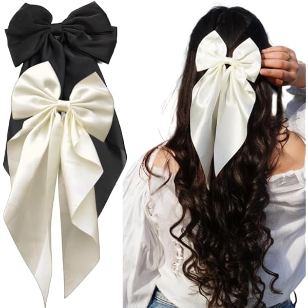 ヘアアクセサリー SILK SATIN BOW HAIR CLIPE Satin Hair Bow Clips For Women - Luxury Silky Satin - Barette Hair