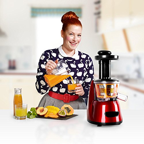 Klarstein Fruitpresso Bella Rossa Entsafter Saftpresse (Slow Juicer, 150 Watt, 70 U/min., Schneckenpresswerk, Vor-und Rücklauf, Auffangbehälter) rot - 5