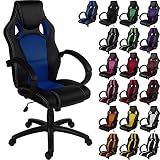 RACEMASTER® 'GS Series' - Silla de escritorio de Racing - Mecanismo de inclinación y elevación - Ideal para videojuegos - Homolación SGS - Disponible en 20 colores - silla de oficina Negro/azul