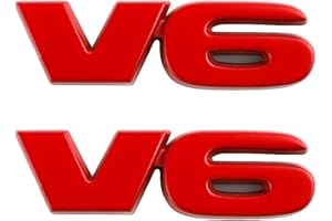 SGW 2 piezas de V6 emblema Sourcing Map Insignia Pegatina para Coche Metal Tono Plata Modelo V6 Emblema Distintivo Adhesivo(rojo)