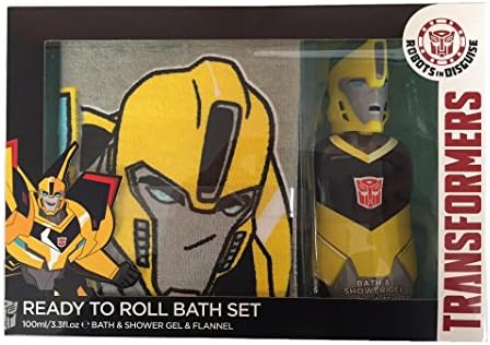 Tramsformers Bumblebee Ready To Roll Bath Shower Gel &amp; Flannel Kids Gift Set