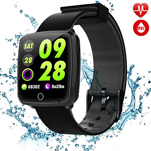 TagoBee TB09 IP67 Pulsera de Actividad Fitness Tracker smartwatch Monitorización de la presión Arterial Notificaciones Recordar Compatible con iPhone y Android(Black)