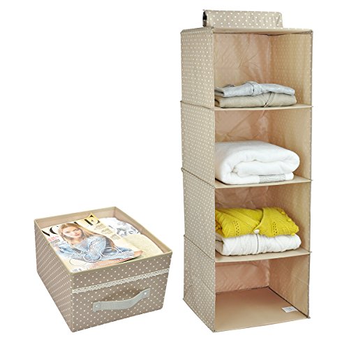 Faltbarer Kleiderschrank Regal, Schuhgestell, 4-tier mit Schublade, Beige - 2