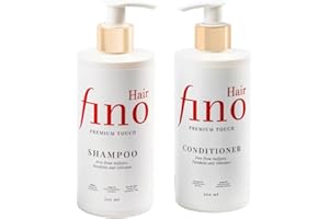 fino Hair Set Premium – Shampooing + après-shampoing naturels à l’aloe vera, huile d’argan, biotine & kératine – Cheveux secs, abîmés, brillants – Sans silicone ni parabène