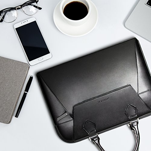 Arvok 15 15,6 Zoll PU Notebooktasche Laptoptasche Aktentasche Wasserfest Laptop Schutzhülle Mit Griff & Reißverschluss-Tasche/Ultrabook/ Netbook Tasche, Schwarz - 4