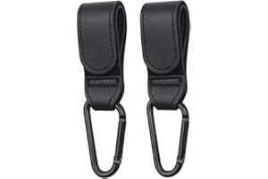 Bdwing Ganchos para cochecito [2 unidades], ganchos para colgar cochecitos, ganchos para cochecito, clips para cochecito, manta para colgar monedero, bolso, universal, (negro)
