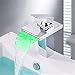 Produktbild HONGLONG Neue moderne LED-RGB-Wasserfall Chrom Einhebelsteuerung kein Akku Mixer Armatur Armaturen Badezimmer Waschbecken Wasserhahn