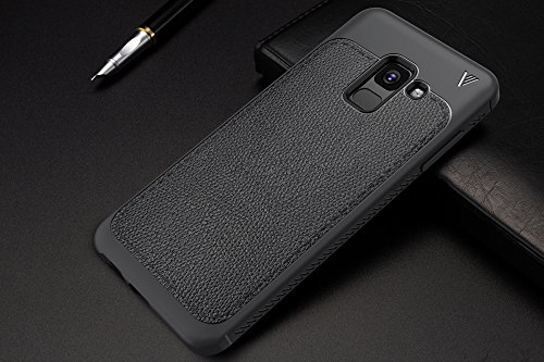 Samsung Galaxy A8 Plus 2018 Funda  Carcasa Caso Cubierta de Protecci  n de Litchi Textura TPU Silicona para Samsung Galaxy A8 Plus 2018 6 0  Smartphone  Litchi Negro
