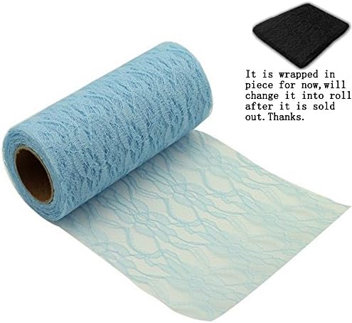 Allbusky Vintage Lace Roll Table Runner Table Centerpieces Chair Lace Sash Lace Bows Tutu Skirts Pew Bows For Chrismas Xmas Happy Birthday Festival Event Rustic Chair Table Wedding Decoration 15cm*22m (Blue)