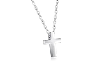 Anloo Mały naszyjnik z wisiorkiem w kształcie krzyża dla chłopców dziewcząt, stal nierdzewna, mały krucyfiks, naszyjnik dla małych małych dzieci