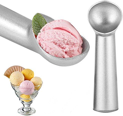 Ice Cream Tools Portable Aluminum Alloy Non-stick Anti-feeze Ice Cream Scoop Spoon For Home Kitchen Accessories (1PCS Silver)