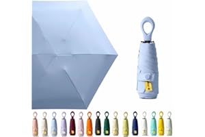 HUAMu Mini-Sonnenschirm, Reise-Regenschirm, Ringgriff, Beschichtung, Stoffblockierung/Anti-UPF 50 UV-Schutz, 99,9 % kompakt, faltbar, leicht, klein, tragbar, für Herren, Damen, Kinder