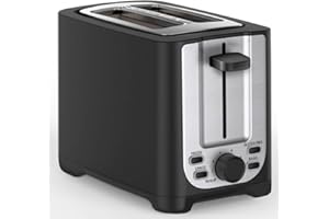 ‎BELLA bella 2 Scheiben Toaster mit Automatischer Abschaltung, Extra Breite Schlitze und Abnehmbare Krümelschublade Sowie Abbruch, Auftau- und Aufwärmfunktion, Edelstahl und Schwarz