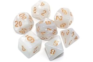 CREEBUY Polyedral DND Dice Set Pearl White per Dungeon e Dragons D & D Pathfinder MTG 7-Die RPG Dadi