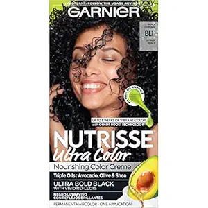 Garnier Nutrisse Ultra Color Nourishing Permanent Hair Color Cream, B11 Jet Blue Black (1 Kit) Black Hair Dye (Packaging May Vary), Pack of 1