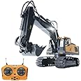 KIDIIG New Radio Control J-C-B Crane Big Size Toy for 6-12 Yr Boys, Best Birthday Gifts for Kids 7 8 9 10 11 Year Old, Rc Construction Toys with Metal Shovel, Lights, Sounds 2.4Ghz, Multi Color
