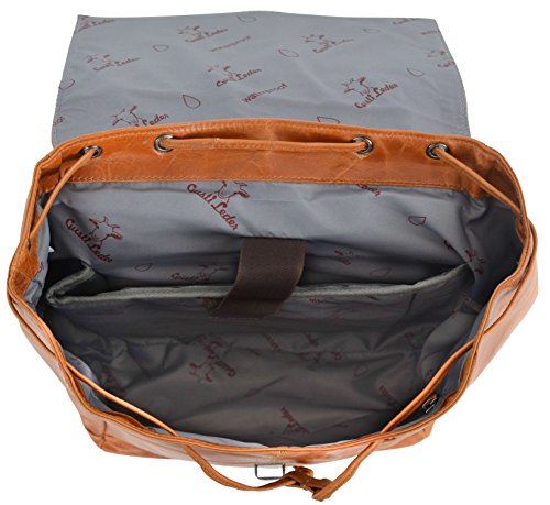 Gusti Leder studio „Jaime“ Rucksack Lederrucksack Cityrucksack mit wasserfestem Innenfutter Laptoprucksack 14″ für Outdoor Laptop Rucksack Bordtasche Allrounder Büffelleder Vintage Braun 2M21-20-1wp - 5