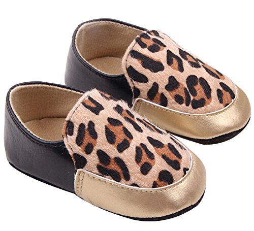 Toddler Baby Infants Leopard Crib Shoes Boy Girl Soft Sole Shoes Prewalker (6-12 months, khaki)