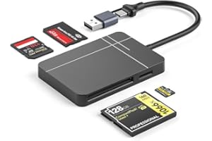 BKELHS SD Card Reader 4 in 1, USB C USB 3.0 Micro SD Card Reader Memory Card Reader Adapter Simultaneously Read SD MS CF TF MicroSD SDHC SDXC for iPhone 16 15 Pro Max Samsung Android MacBook iPad Computer PC