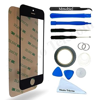 MMOBIEL Kit de remplacement d'écran tactile pour iPhone 5 5C 5S SE NOIR inclus : Vitre de rechange, Pincette, Ruban adhésif 2mm, Chiffon microfibre, Kit d'outillage spécifique, fil métallique