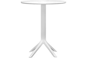 CLP Mesa Lacota Ø 60 cm I Mesa de jardín, Resistente a la Intemperie y a los Rayos UV I Mesa de balcón Redonda, Color:Blanco