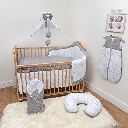 10 Piece Cot Bedding Set with Safety Padded Bumper (Fits Cot Bed 140x70 cm, Pattern 2)
