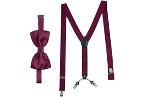 Massi Morino Men's Braces Set with Bow Tie (Incl. Gift box) Adjustable Straps And Pre-tied Ties