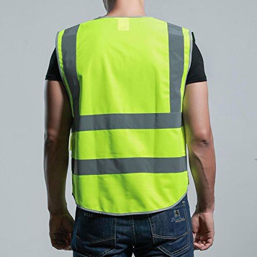 Panegy Reflektierende Weste Sicherheitsweste mit Taschen – Neon gelb Größe XL - 2