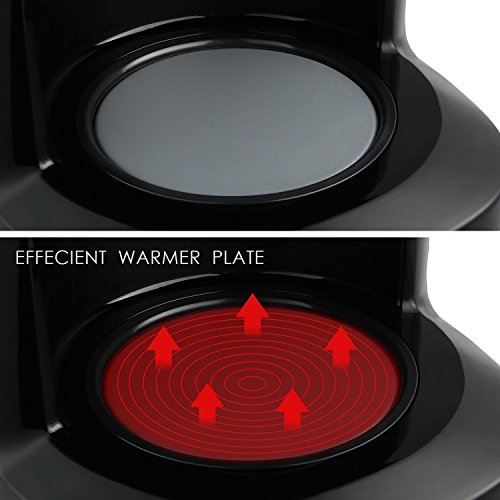 Aicok Filter Kaffeemaschine mit Thermoskanne Glaskanne und Warmhalteplatte, Elektrisch, 10 Tassen, 1,25L, 1000Watt, Schwarz, Schnell Kochen - 4