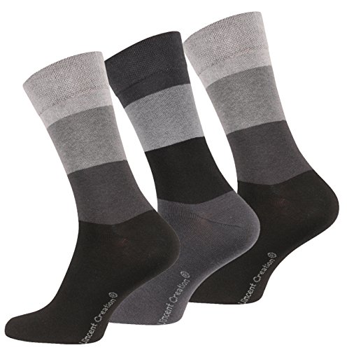 Vincent Creation Lot de 6 paires de chaussettes classiques - chaussette Business - sans élastique - homme (39-43, Gris)