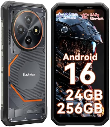 Blackview Fort 2 Rugged Smartphone, 10.7mm/245g, 24GB+256GB/2TB Telefono Indistruttibile Android 16, Gemini AI, Display 6,56" HD+ 90 Hz, IP69K Impermeabile Celluare Antiurto, NFC/GPS/2 Anni Garanzia