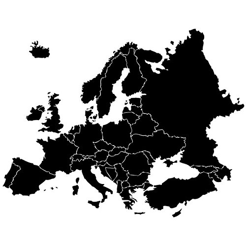 Wadeco Europakarte Wandtattoo Wandsticker Wandaufkleber 35 Farben verschiedene Größen, 126cm x 98cm, schwarz
