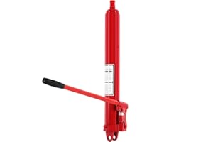 H-YEEU Martinetto idraulico lungo Ram, cilindro sollevatore motore 8T con pompa a pistone singolo e base piatta, sollevatore idraulico, per sollevatori motore, garage, gru