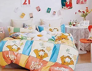 Vitsarvato Glace Cotton Cartoon Print Double King Size Bed Sheet 90x100 inch for Kids Room with 2 Pillow Cover 18?28 inch (Dream Big)