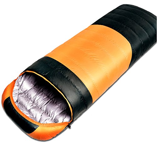 LLFS Waterproof Portable Lightweight Rectangular Mummy Sleeping Bag Travel Hiking Camping Compression Sack Seeping Bags for Adults Cotton (Orange)