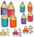 Produktbild 12 TLG. Set _ Teelichter / kleine Kerzen -  Bunte Stifte - bunter Farbmix  - 5 cm hoch - Schuleinführung / Geburtstagskerzen - Stift - Schulanfänger - Tisch..