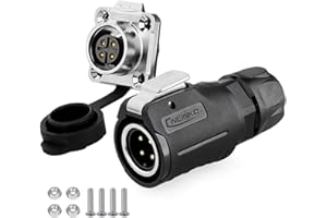 CNLINKO LP-16 Industrial Waterproof Connector IP68 Circular Connector Quick Plugging Aviation Connector Anti-Interference Shell Fast Release Connector M16 2-9 Pin Flange Socket (4 Pin)