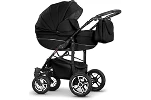 dein-babylädchen Kinderwagen-Set Craft Eco 2 in 1 inkl. Sportsitz und Zubehör in Schwarz Kunstleder-Schwarz