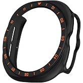 NovStrap Samsung Galaxy Watch Ultra/Ultra 2 47mm ile Uyumlu Sert PC Kasa Koruyucu 360 Tam Koruma BLACK-ORANGE